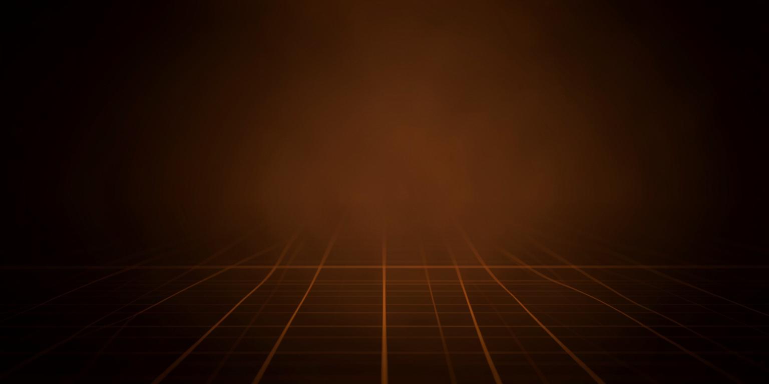Abstract dark amber light field with a receding grid
