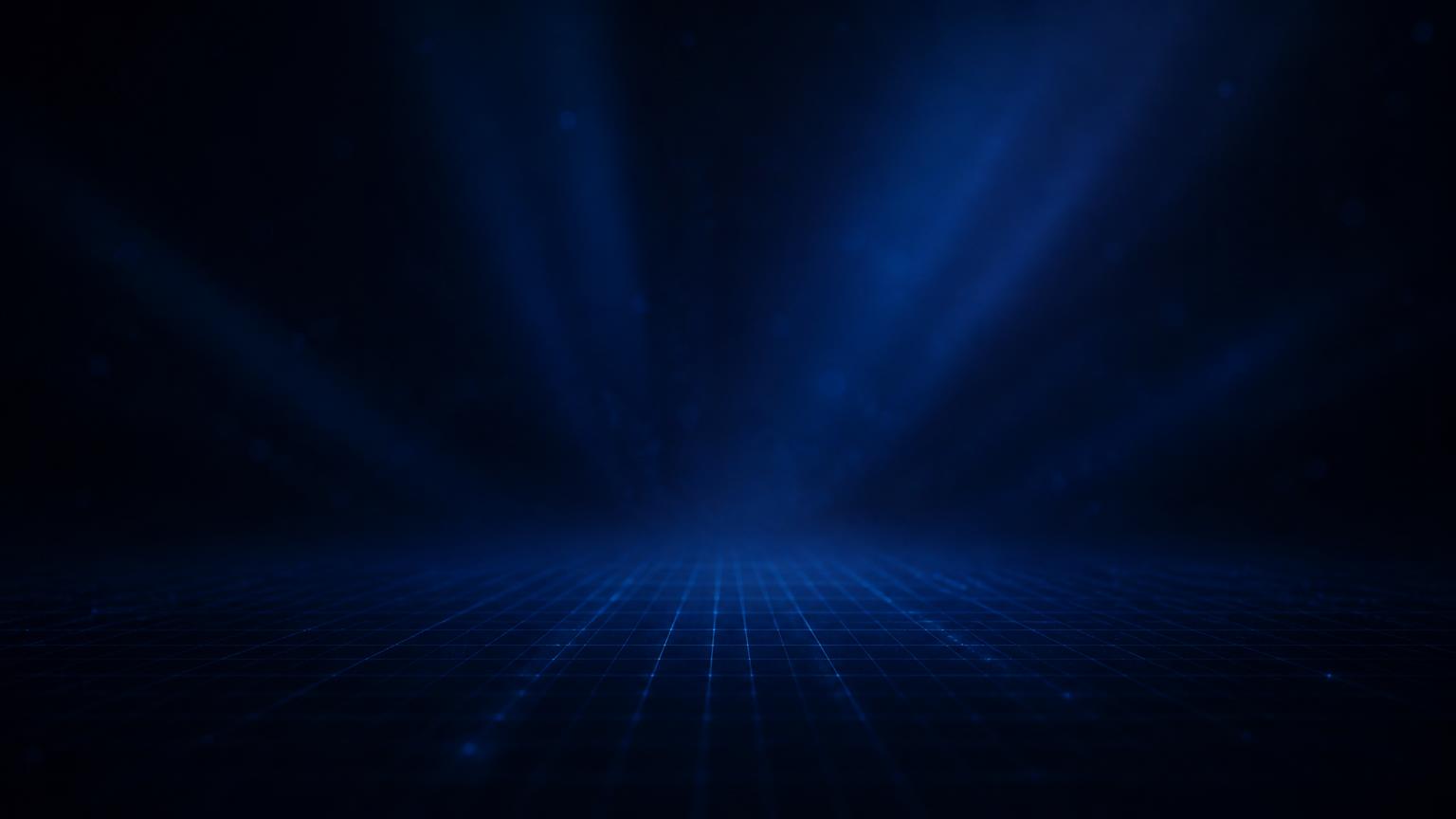 Abstract dark blue light field with a receding grid