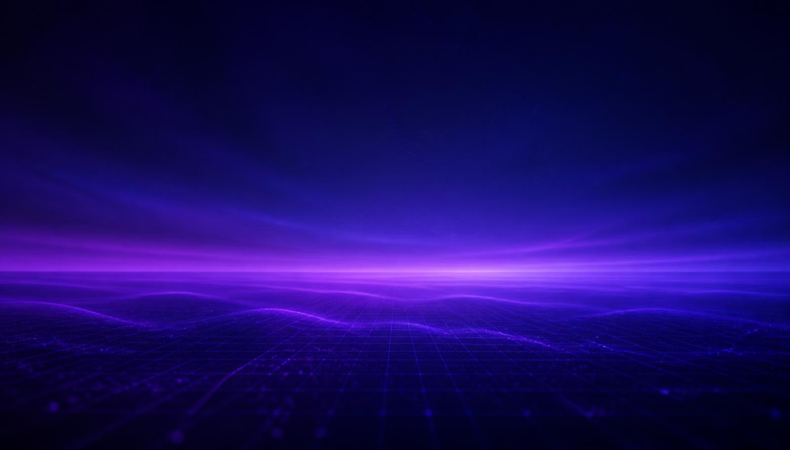 Abstract violet light field over a receding grid horizon