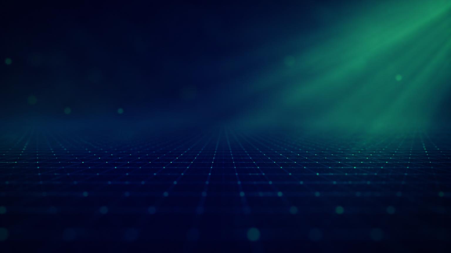 Abstract dark green light field with a receding grid