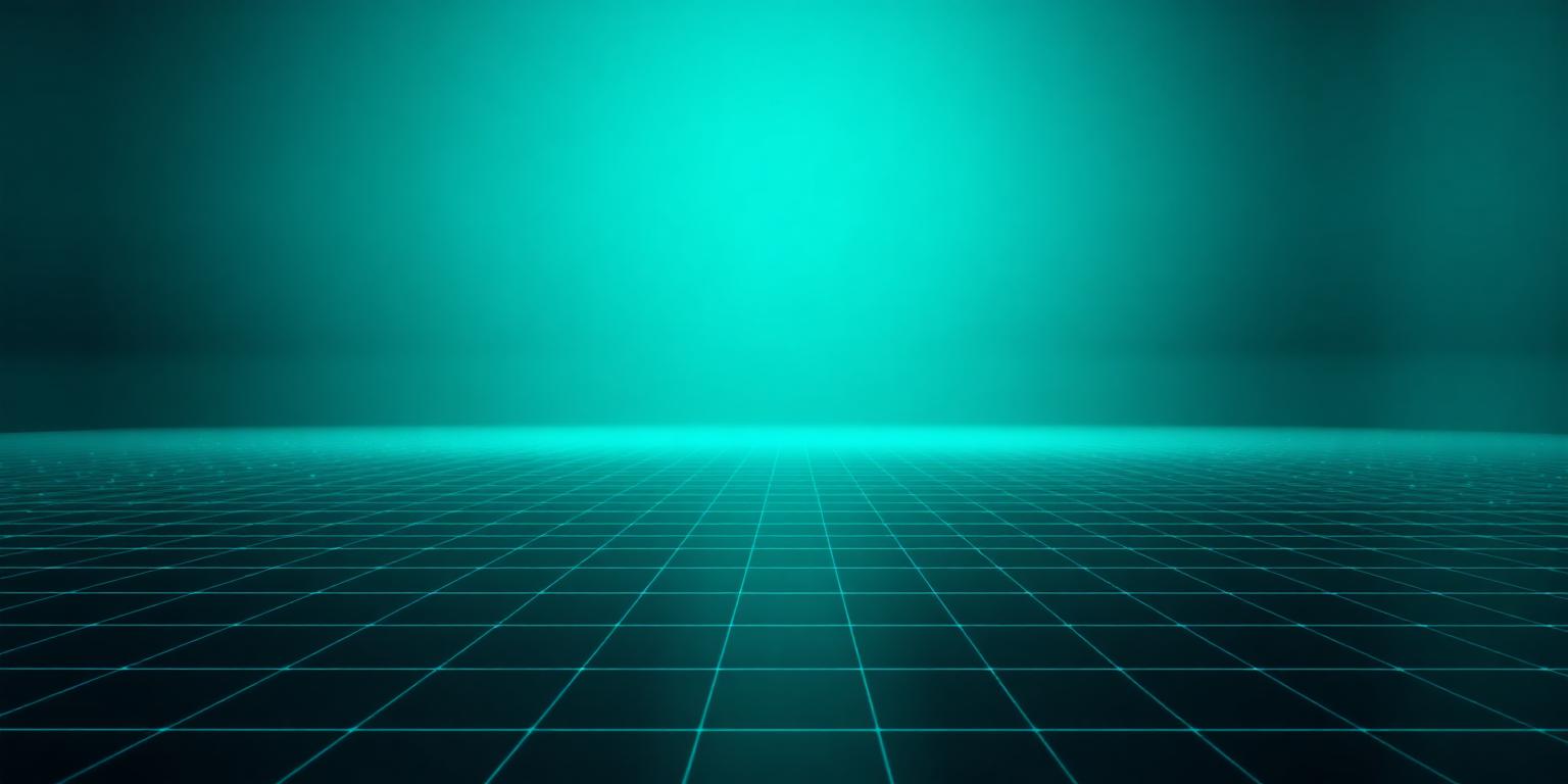 Abstract dark cyan light field with a receding grid